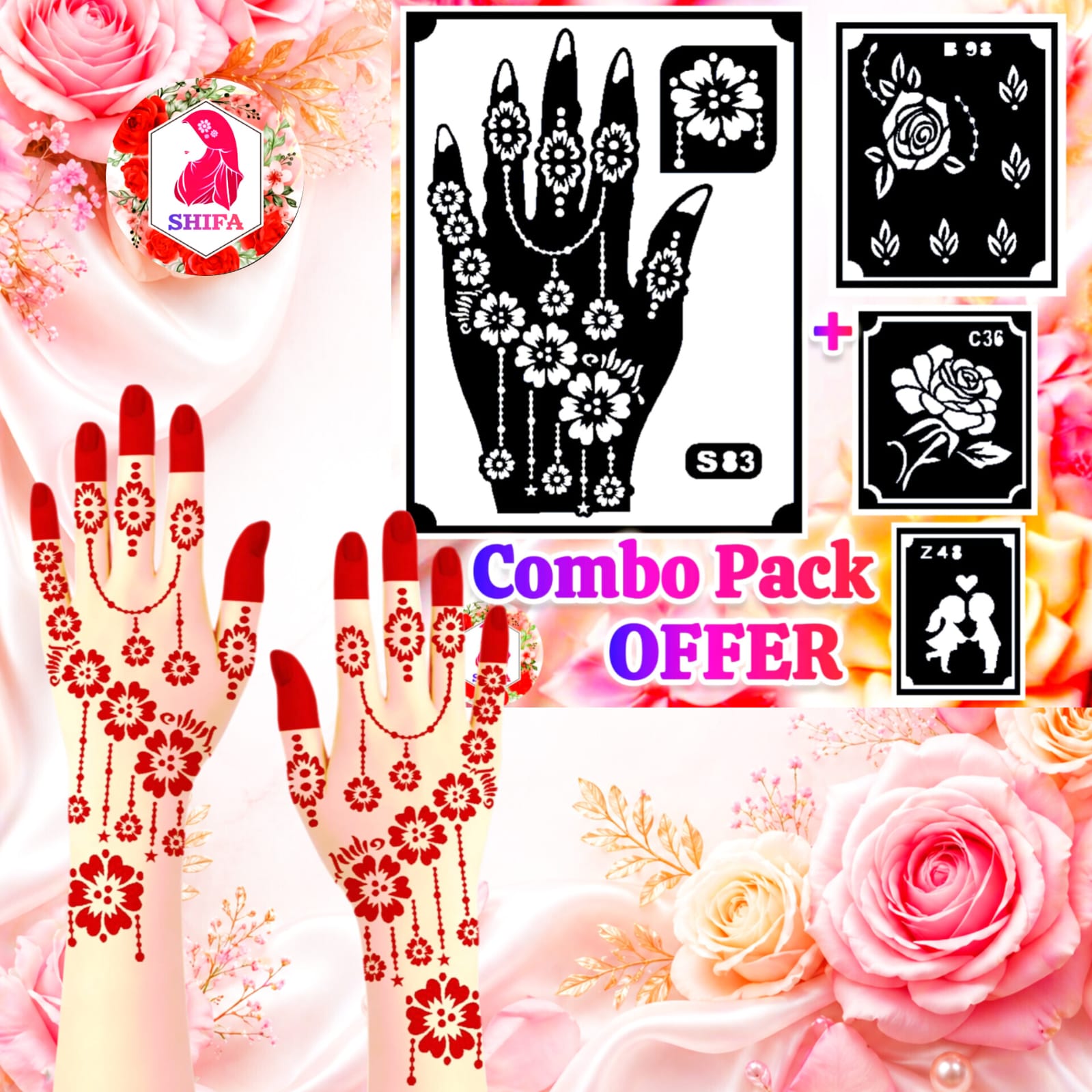 S 83 Hanging floral chains Design - Sticker Overview - Shifa Stencil Manufacturer